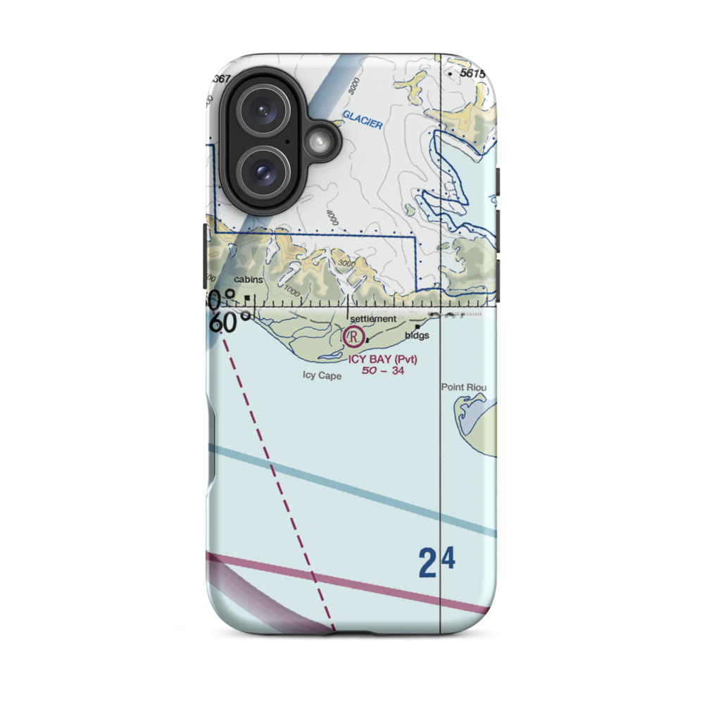 Icy Bay Airport (19AK) VFR Sectional  Tough iPhone Case iPhone 16 Plus model shown