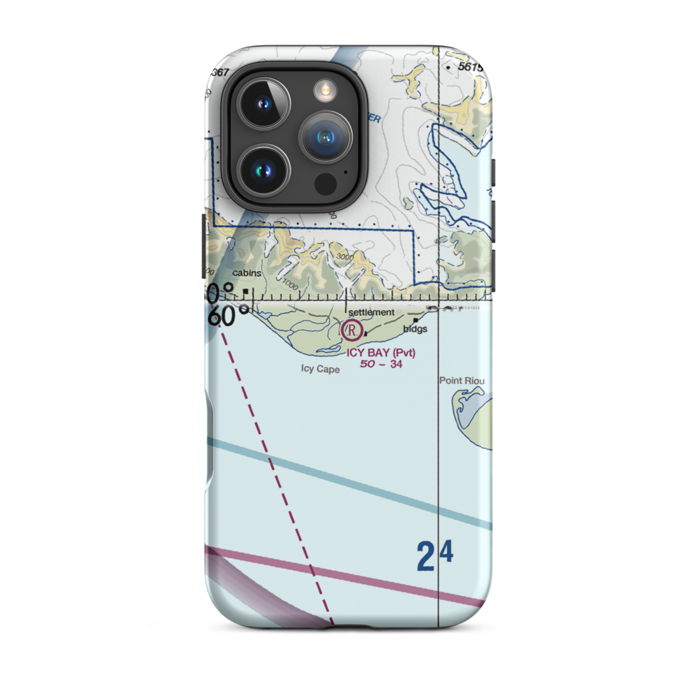 Icy Bay Airport (ICY) VFR Sectional  Tough iPhone Case iPhone 16 Pro Max model shown