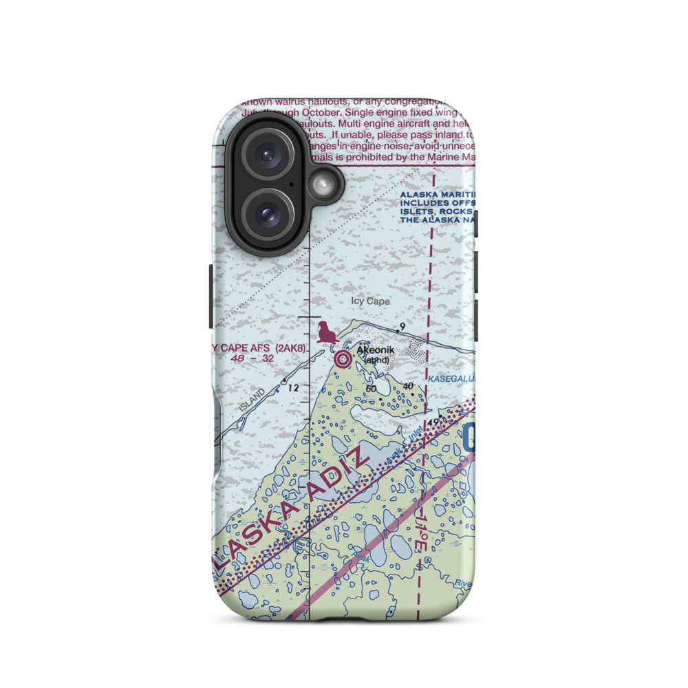 Icy Cape Afs Airport (2AK8) VFR Sectional  Tough iPhone Case iPhone 16 model shown