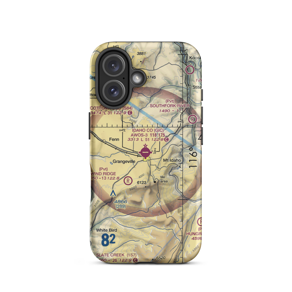Idaho County Airport (GIC) VFR Sectional  Tough iPhone Case iPhone 16 model shown