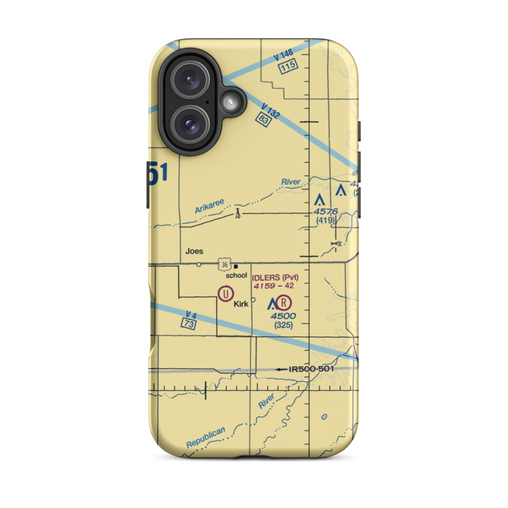 Idler Bro's Airport (72CO) VFR Sectional  Tough iPhone Case iPhone 16 Plus model shown