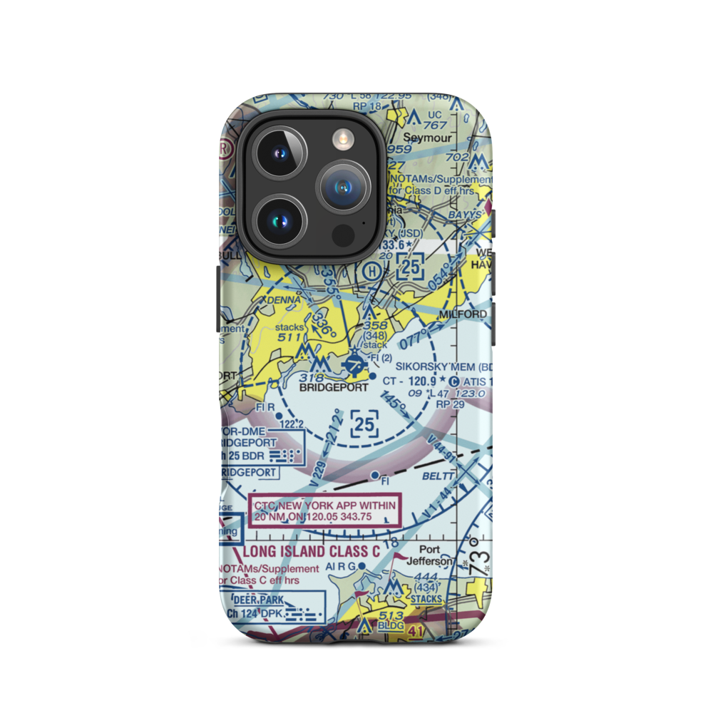 Igor I Sikorsky Memorial Airport (BDR) VFR Sectional  Tough iPhone Case iPhone 16 Pro model shown
