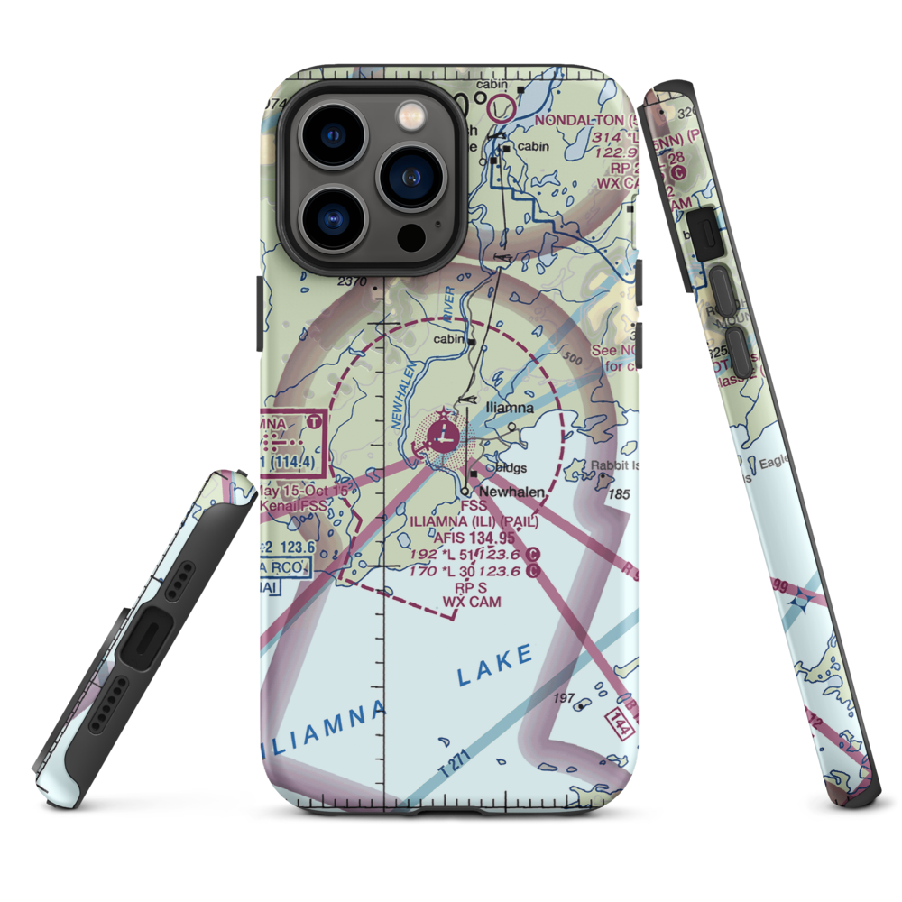 Iliamna Airport (ILI) VFR Sectional  Tough iPhone Case iPhone 13 Pro Max model shown
