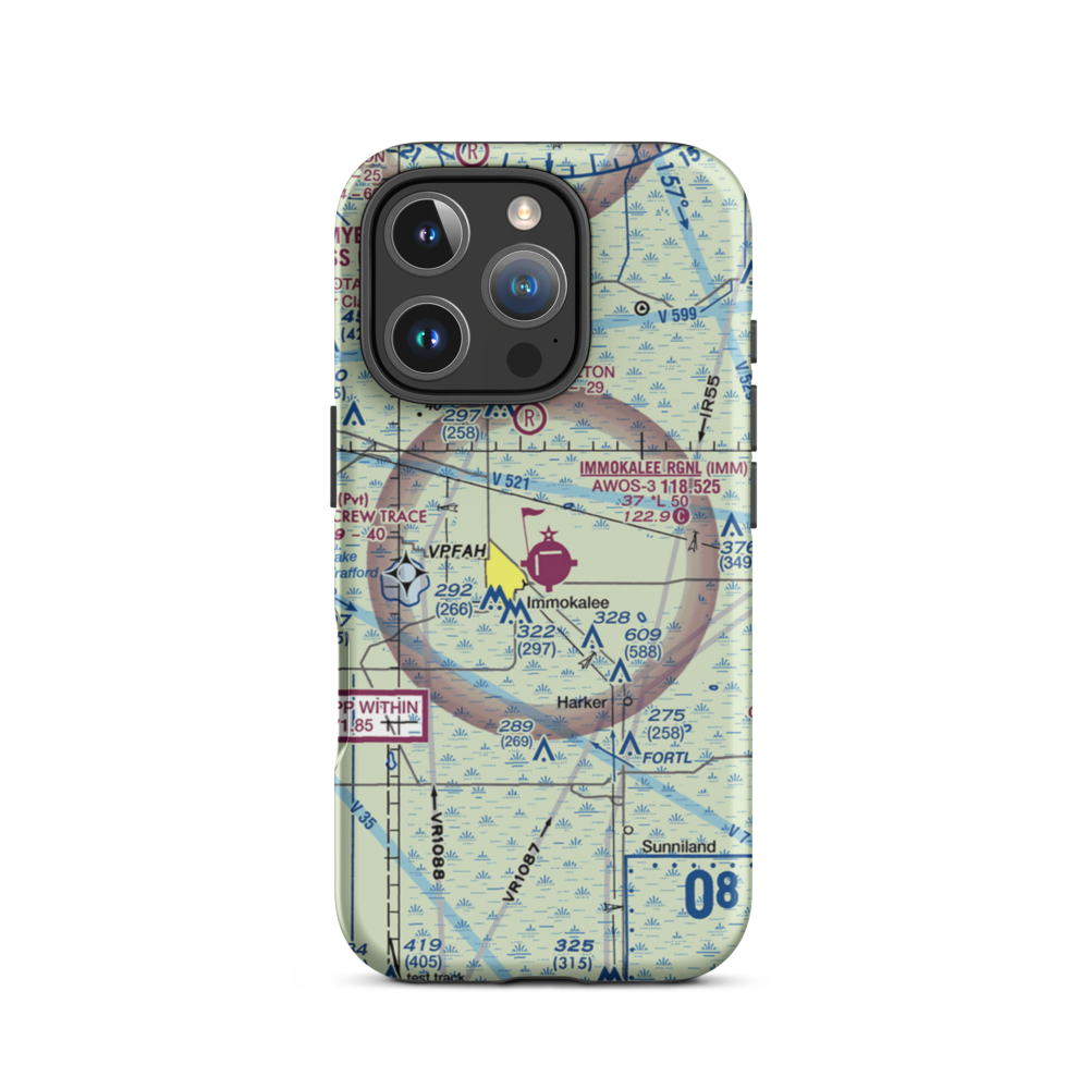 Immokalee Regional Airport (IMM) VFR Sectional  Tough iPhone Case iPhone 16 Pro model shown