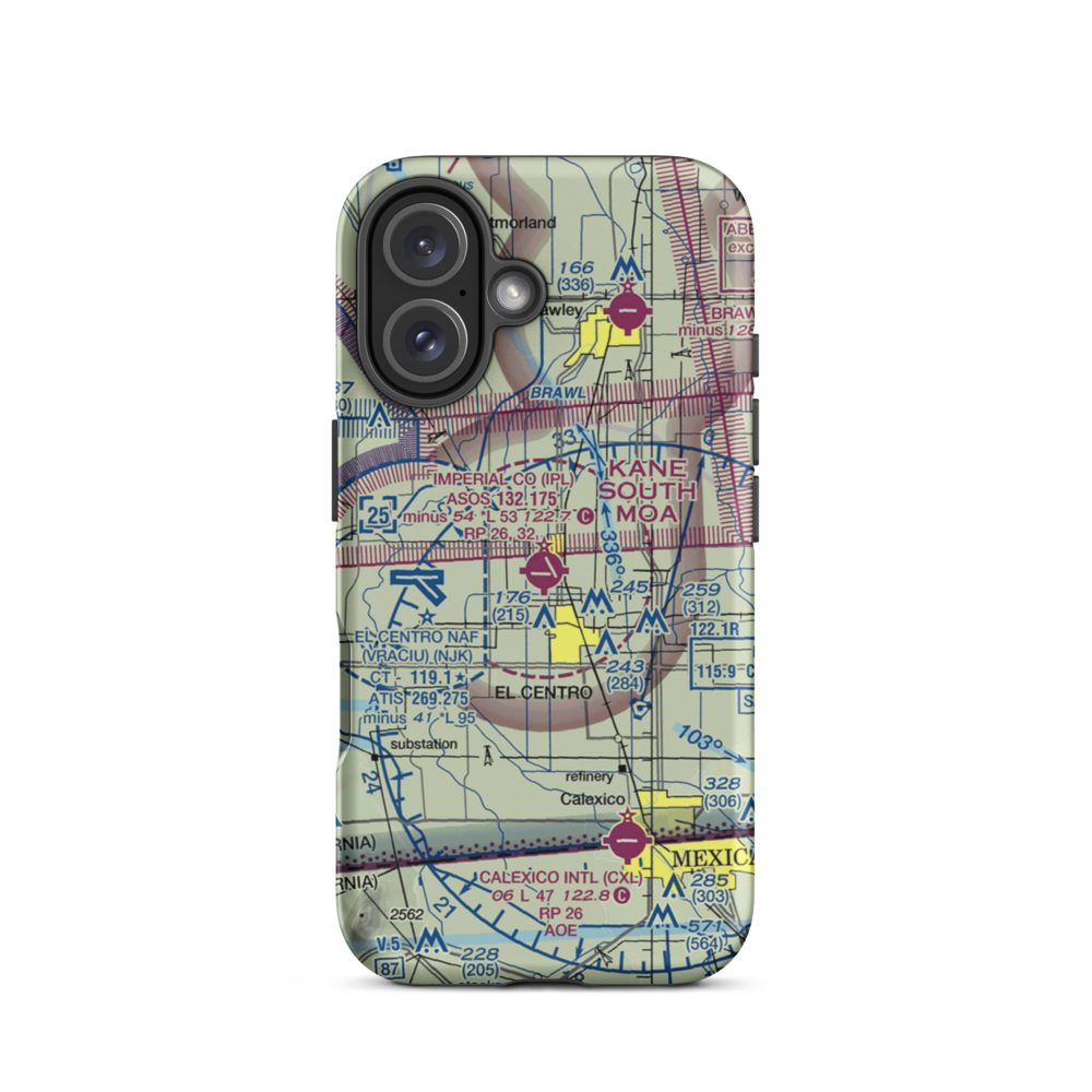 Imperial County Airport (IPL) VFR Sectional  Tough iPhone Case iPhone 16 model shown