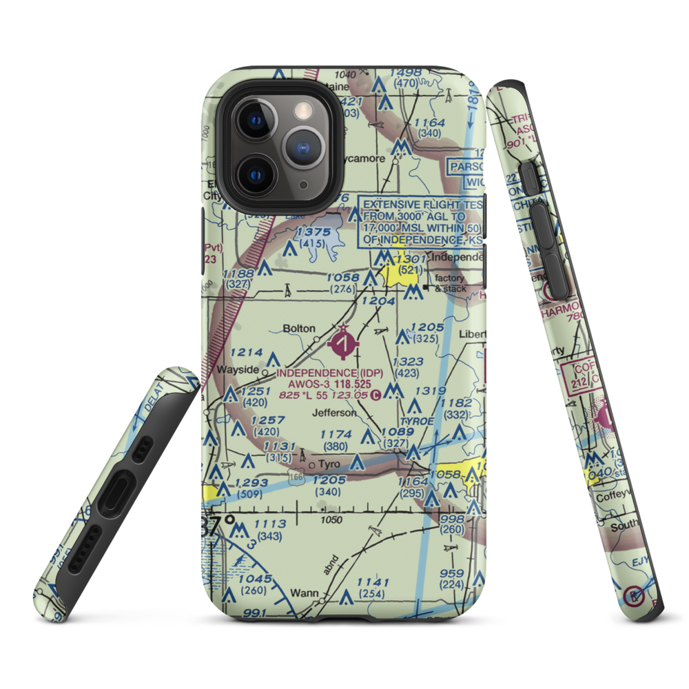 Independence Municipal Airport (IDP) VFR Sectional  Tough iPhone Case iPhone 11 Pro model shown