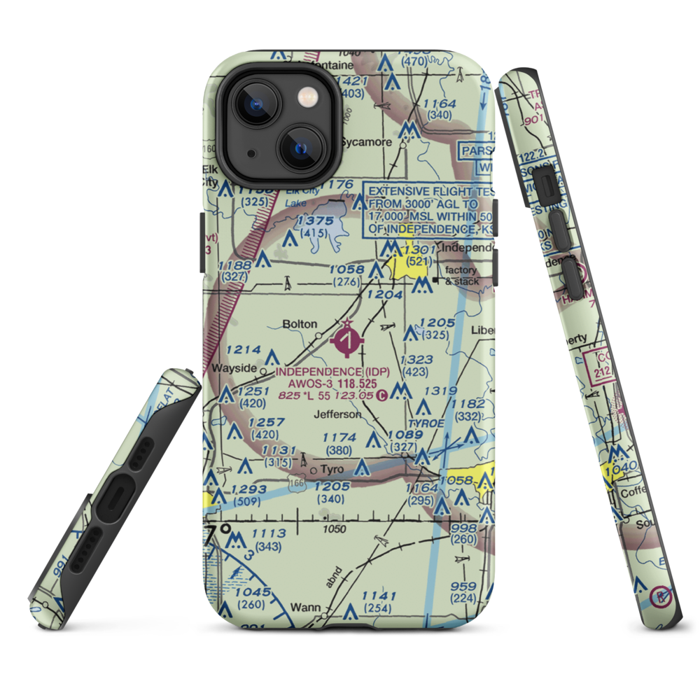 Independence Municipal Airport (IDP) VFR Sectional  Tough iPhone Case iPhone 14 Plus model shown