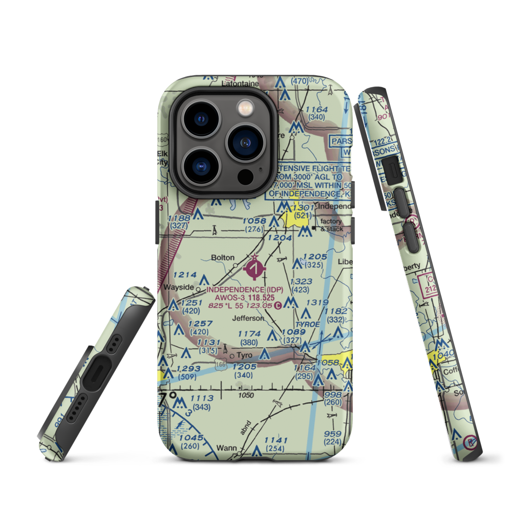 Independence Municipal Airport (IDP) VFR Sectional  Tough iPhone Case iPhone 14 Pro model shown