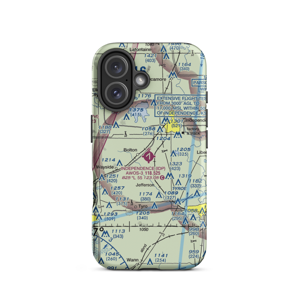 Independence Municipal Airport (IDP) VFR Sectional  Tough iPhone Case iPhone 16 model shown