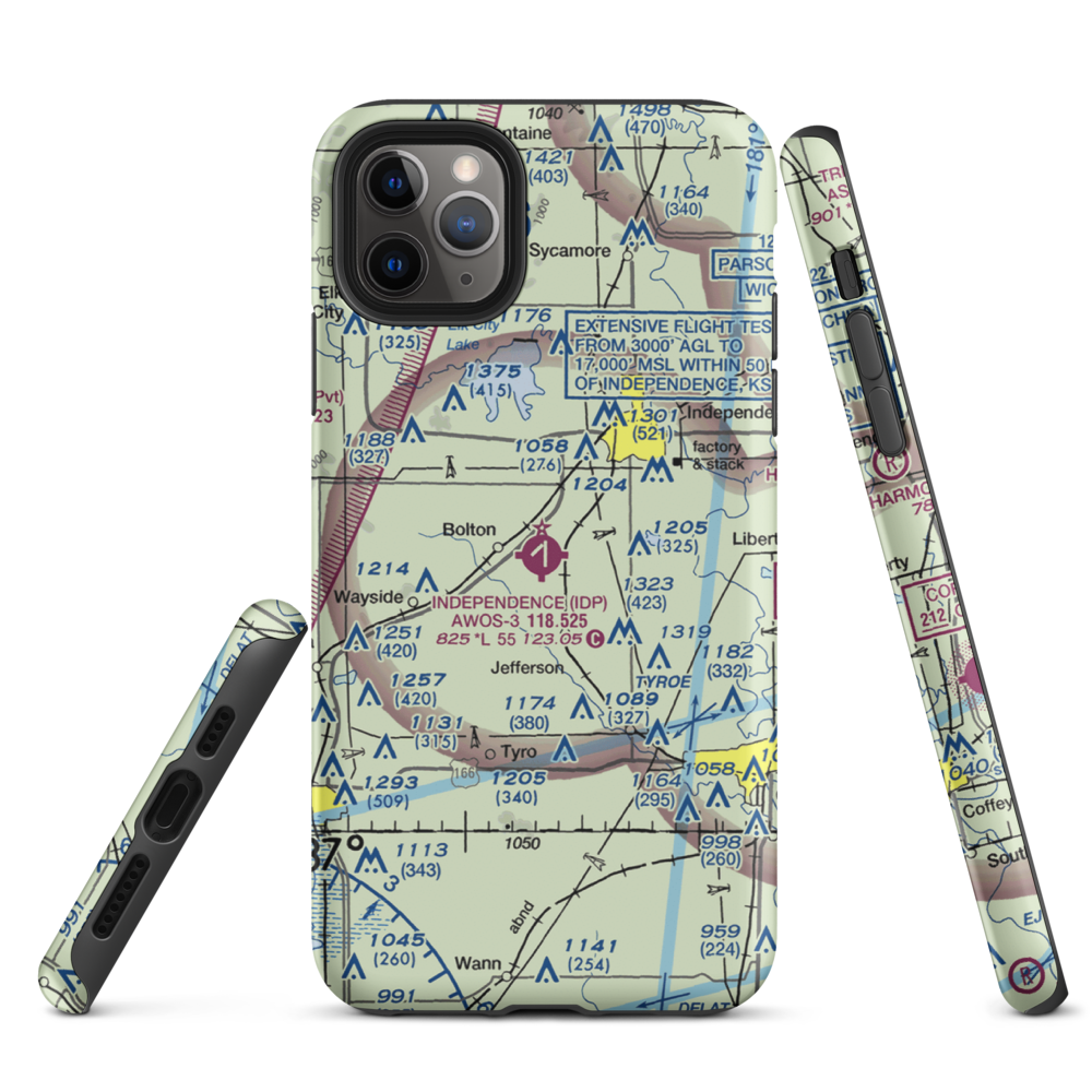 Independence Municipal Airport (IDP) VFR Sectional  Tough iPhone Case iPhone 11 Pro Max model shown