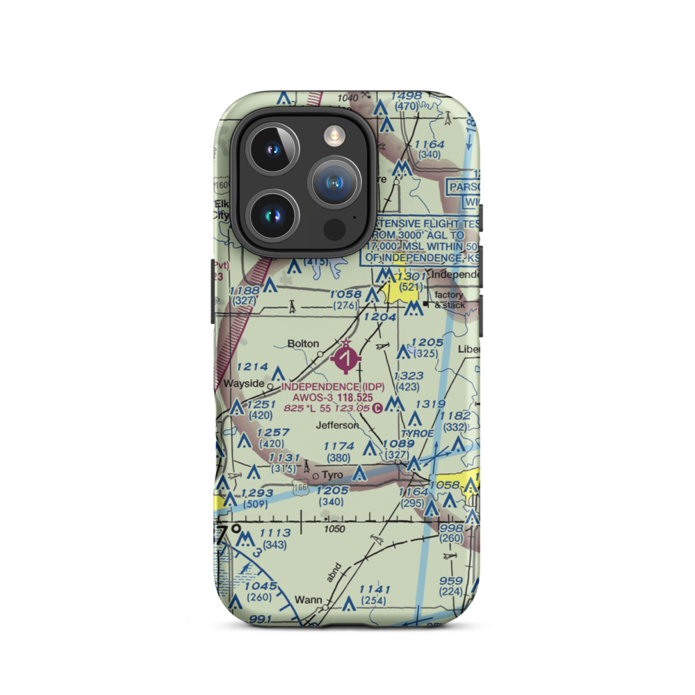Independence Municipal Airport (IDP) VFR Sectional  Tough iPhone Case iPhone 16 Pro model shown