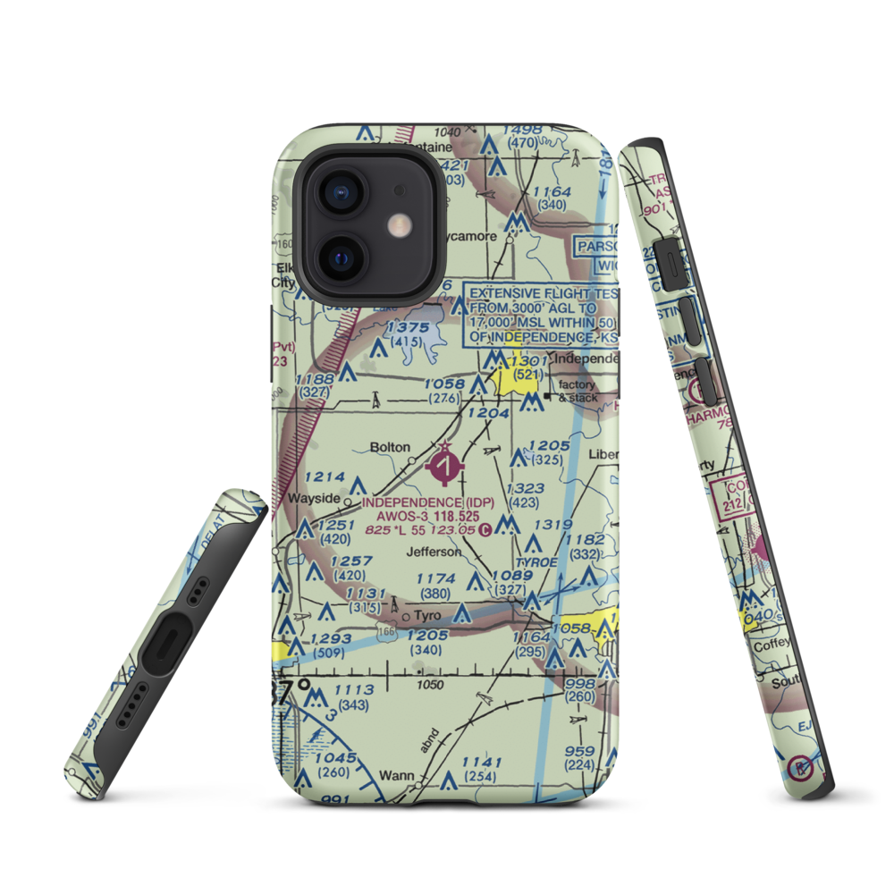Independence Municipal Airport (IDP) VFR Sectional  Tough iPhone Case iPhone 12 model shown
