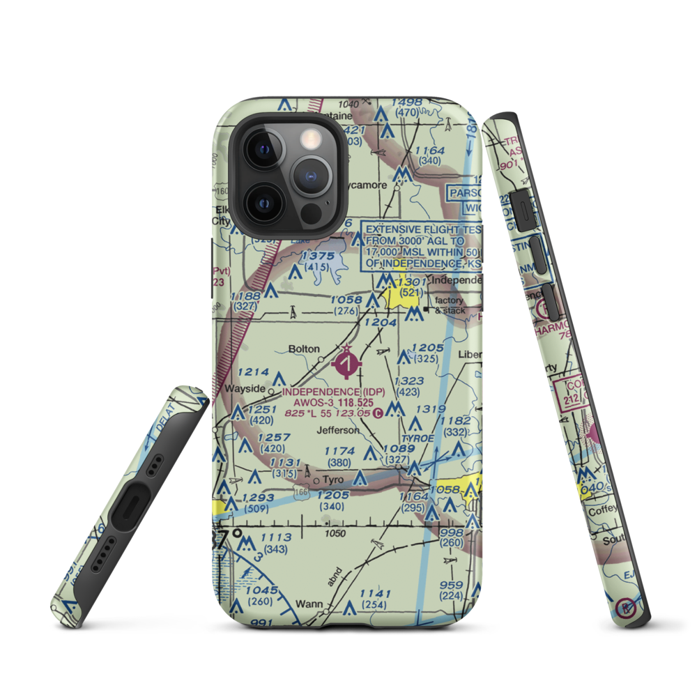 Independence Municipal Airport (IDP) VFR Sectional  Tough iPhone Case iPhone 12 Pro model shown
