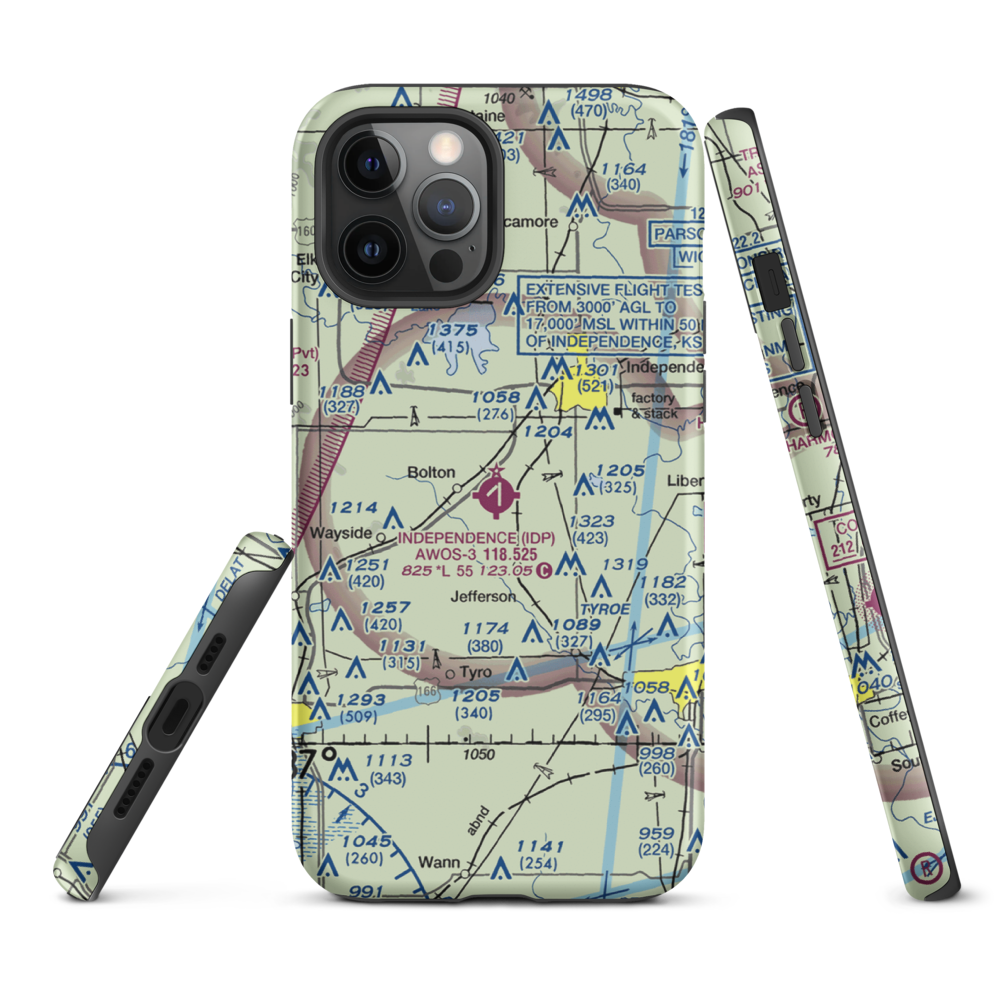 Independence Municipal Airport (IDP) VFR Sectional  Tough iPhone Case iPhone 12 Pro Max model shown