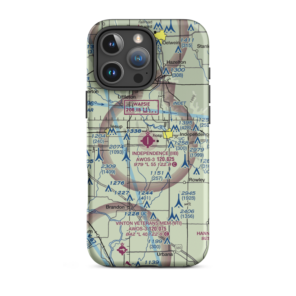 Independence Municipal Airport (IIB) VFR Sectional  Tough iPhone Case iPhone 16 Pro Max model shown