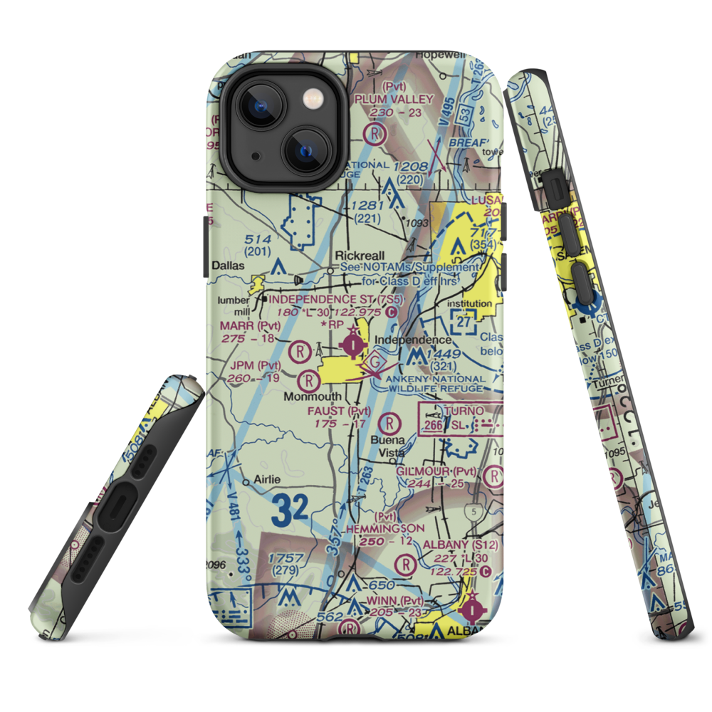 Independence State Airport (7S5) VFR Sectional  Tough iPhone Case iPhone 14 Plus model shown