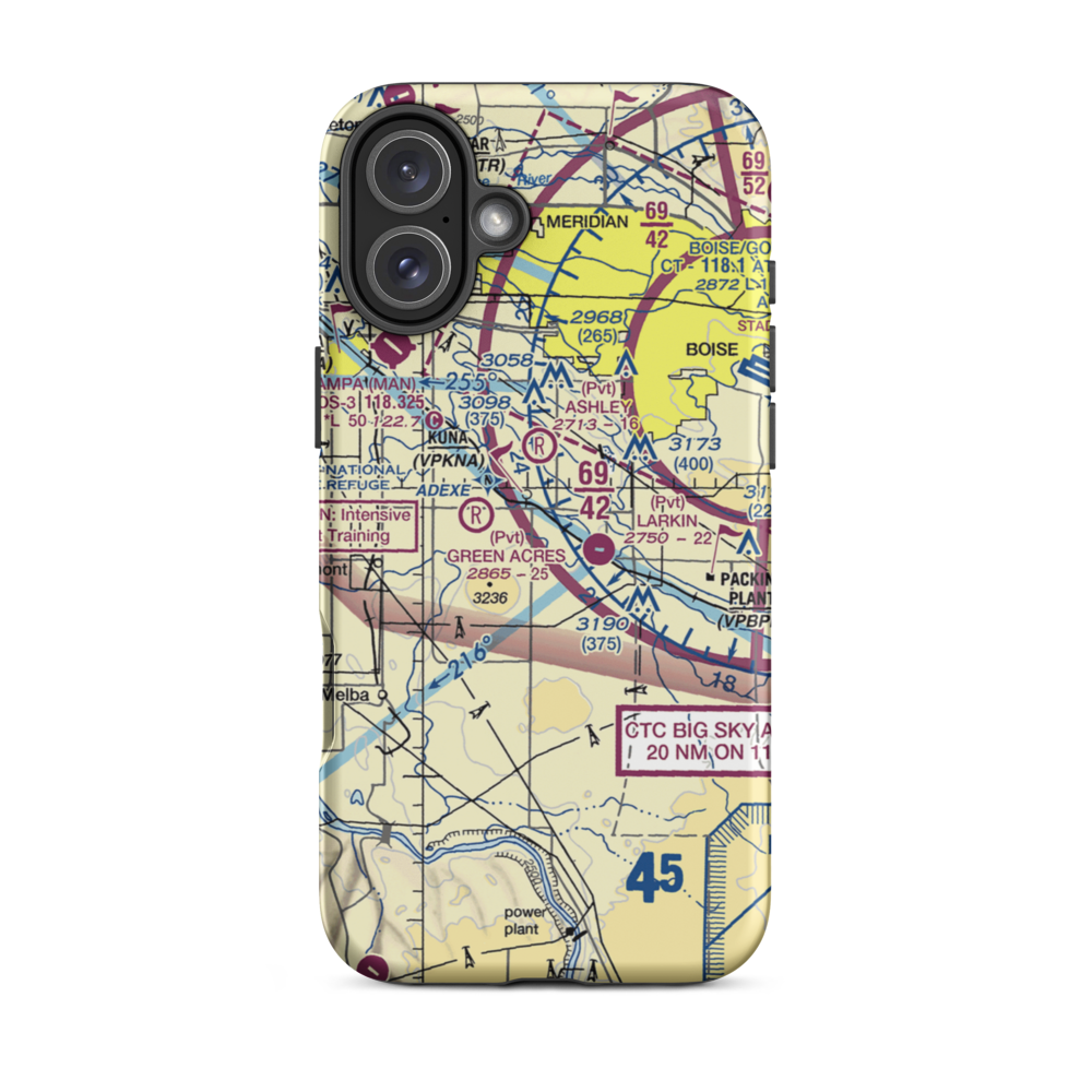 Indian Creek Ranch Airport (3ID7) VFR Sectional  Tough iPhone Case iPhone 16 Plus model shown