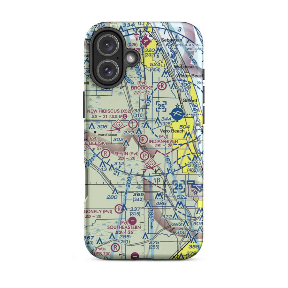 Indian River Aerodrome (FL74) VFR Sectional  Tough iPhone Case iPhone 16 Plus model shown