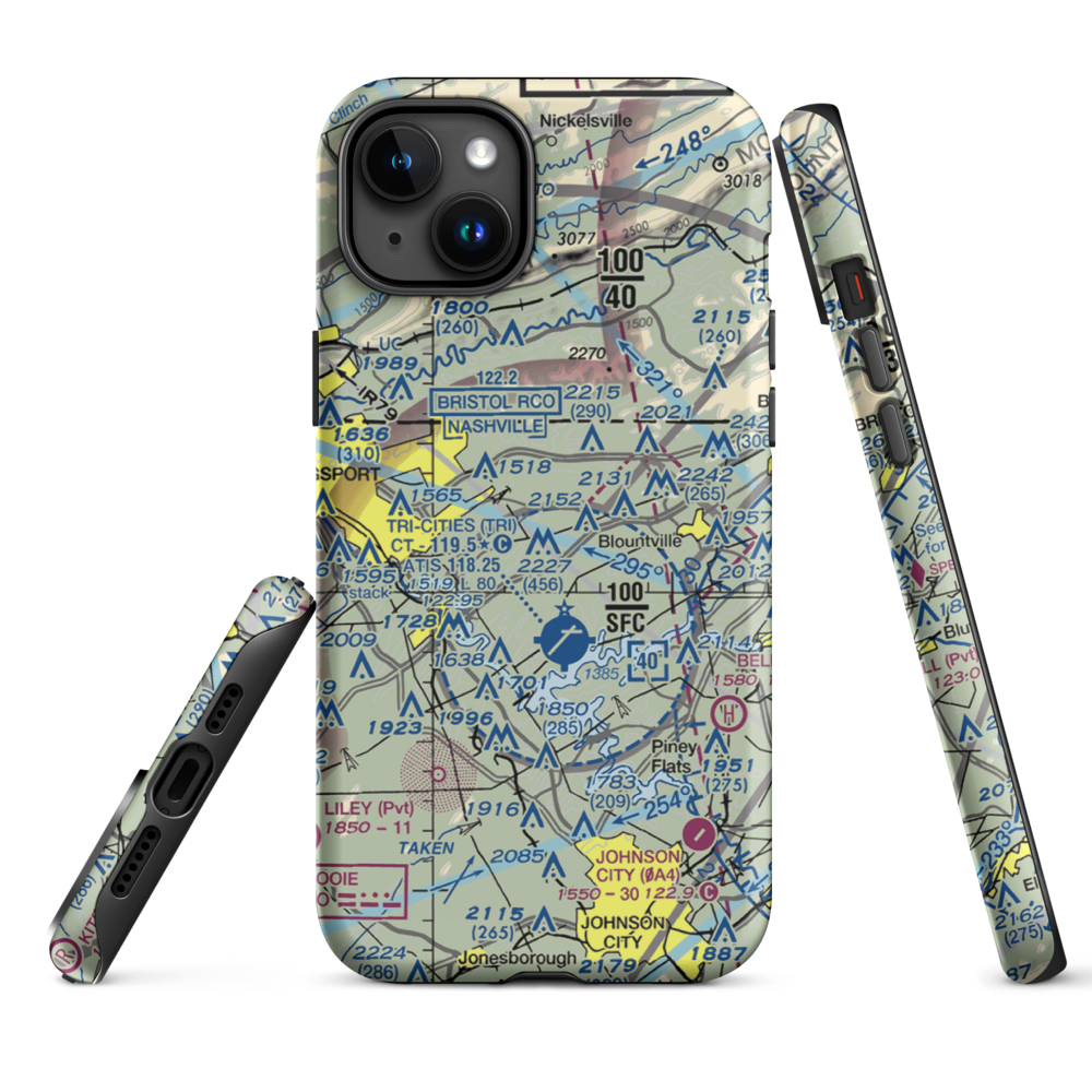 Indian Springs Airport (3TN0) VFR Sectional  Tough iPhone Case iPhone 15 Plus model shown