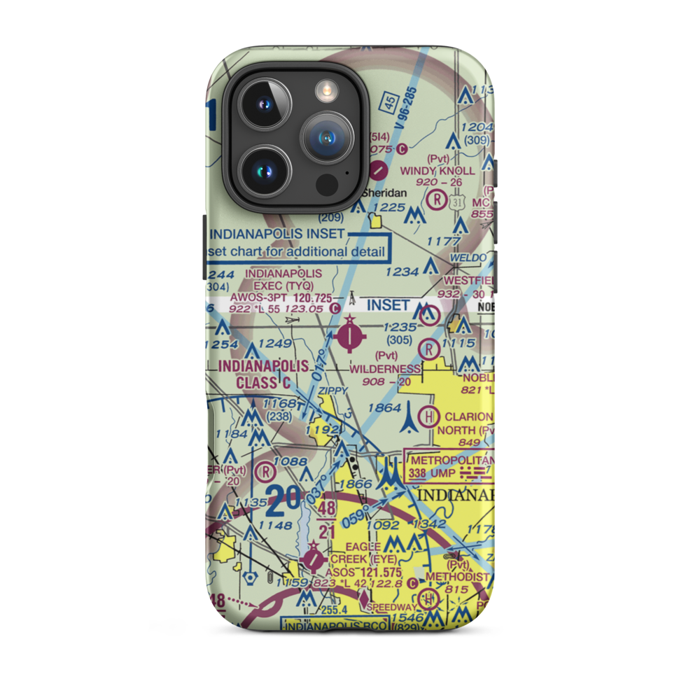 Indianapolis Executive Airport (TYQ) VFR Sectional  Tough iPhone Case iPhone 16 Pro Max model shown
