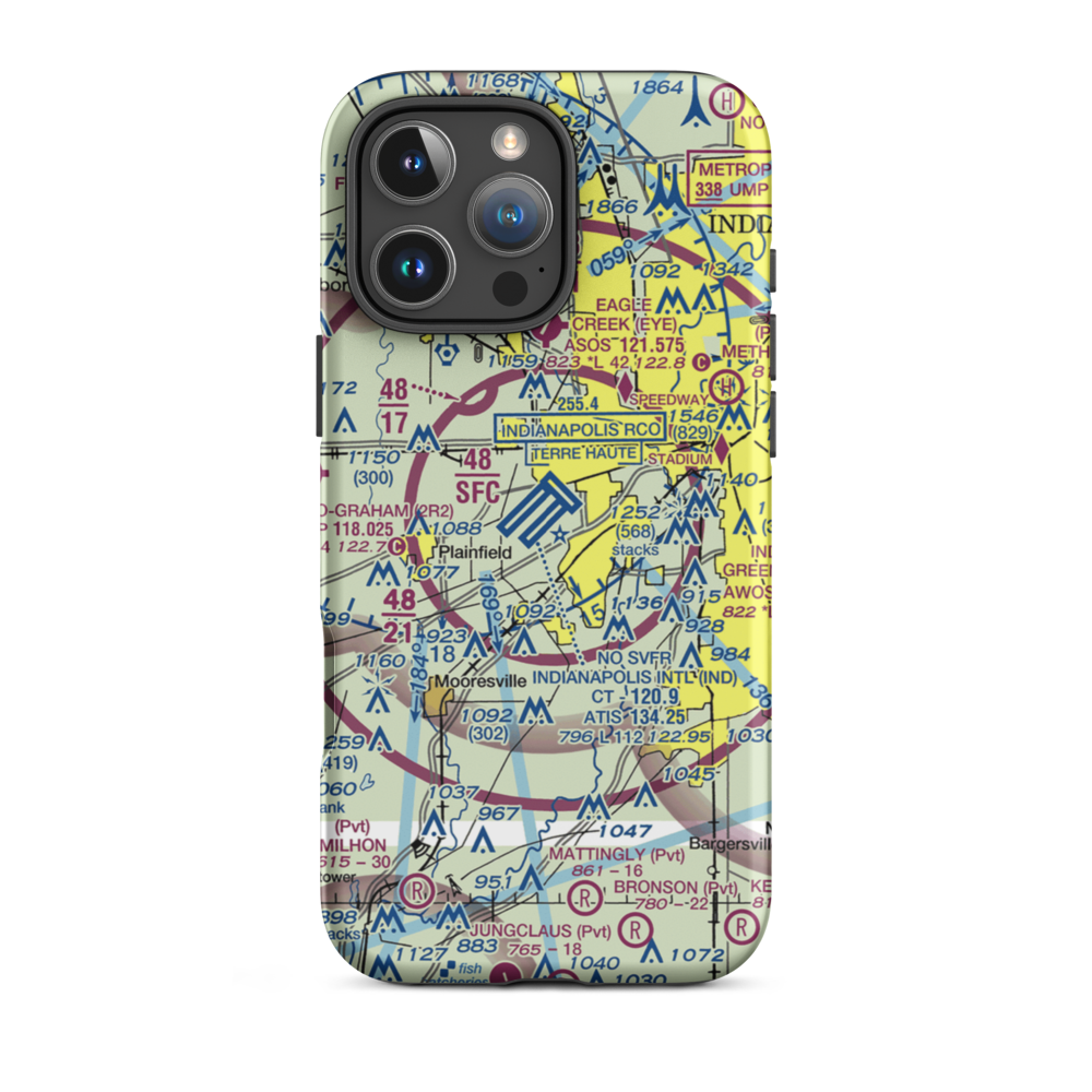 Indianapolis International Airport (IND) VFR Sectional  Tough iPhone Case iPhone 16 Pro Max model shown