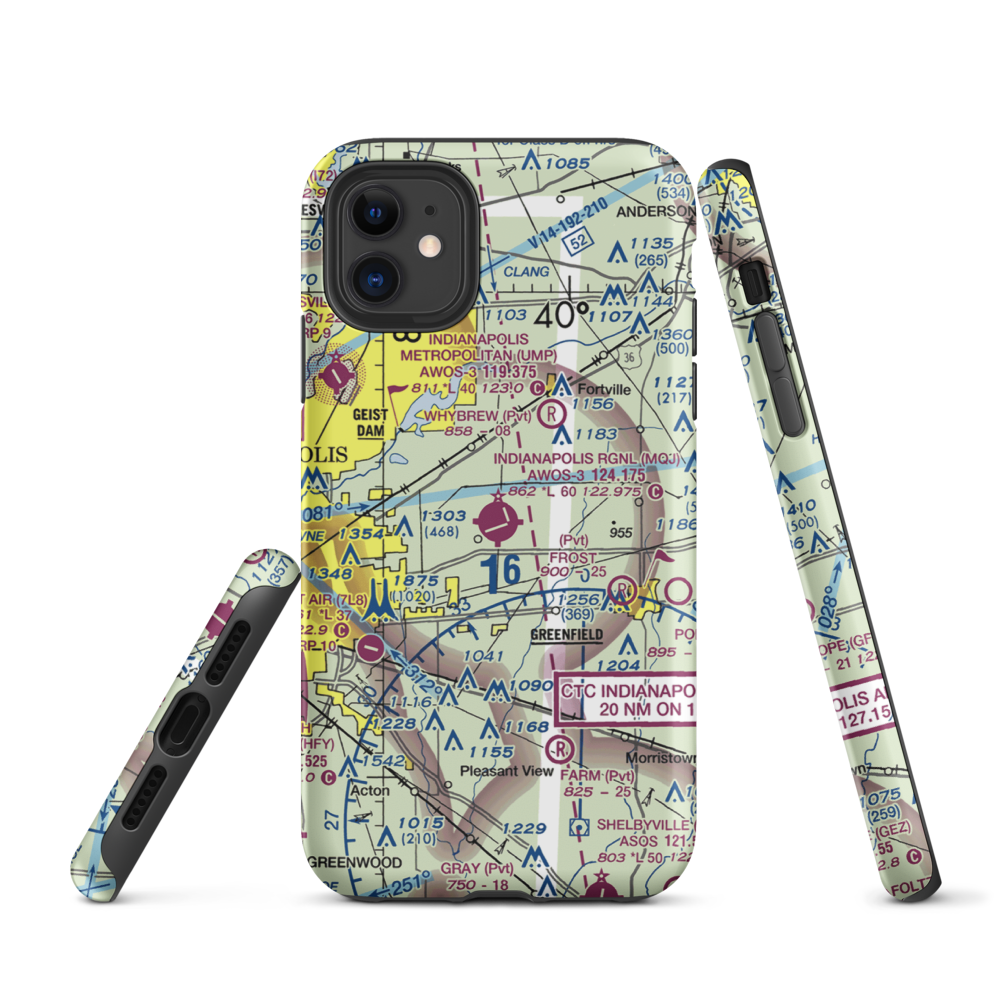 Indianapolis Regional Airport (MQJ) VFR Sectional  Tough iPhone Case iPhone 11 model shown
