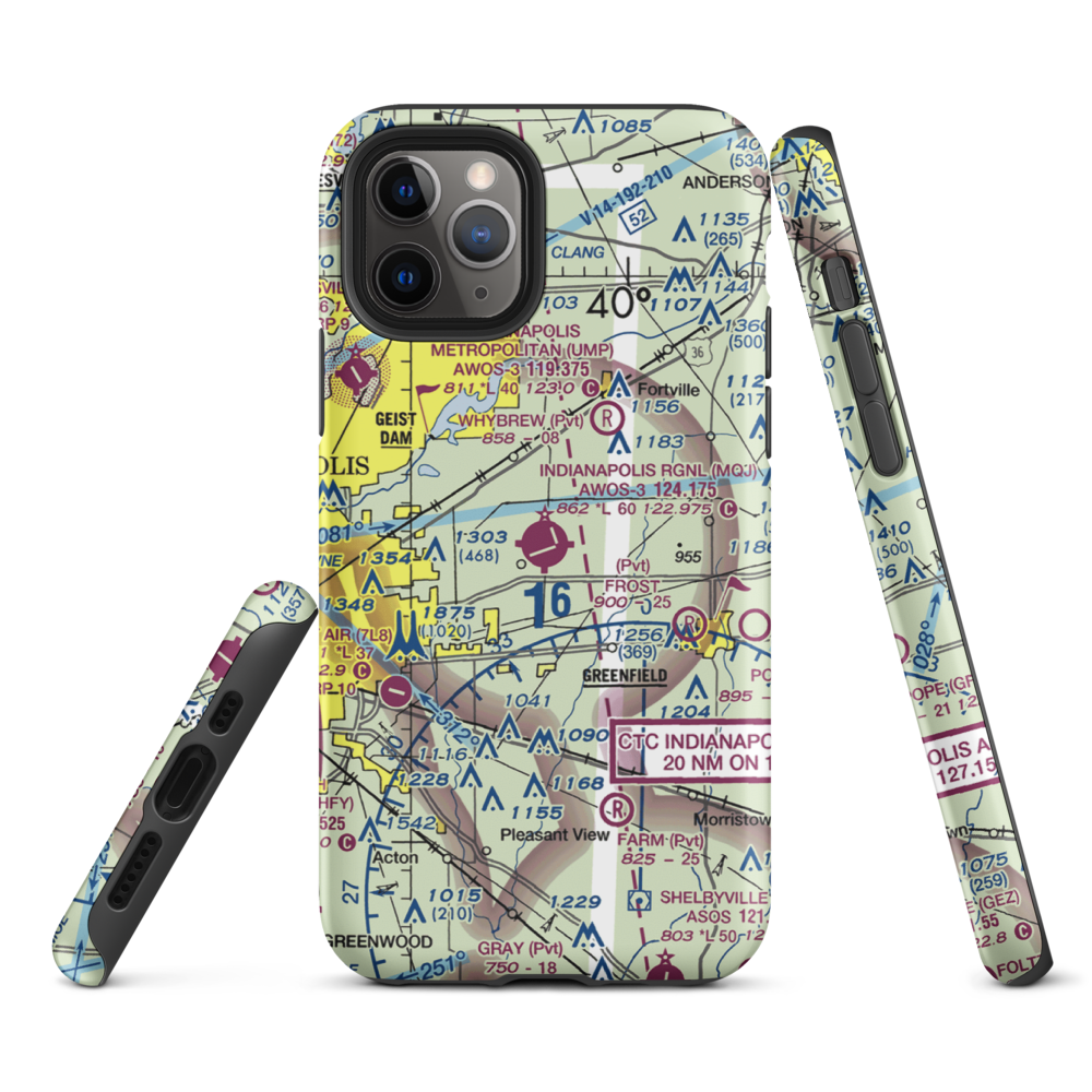 Indianapolis Regional Airport (MQJ) VFR Sectional  Tough iPhone Case iPhone 11 Pro model shown
