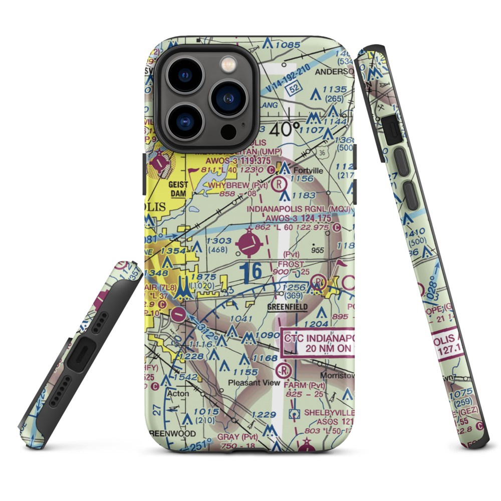 Indianapolis Regional Airport (MQJ) VFR Sectional  Tough iPhone Case iPhone 13 Pro Max model shown