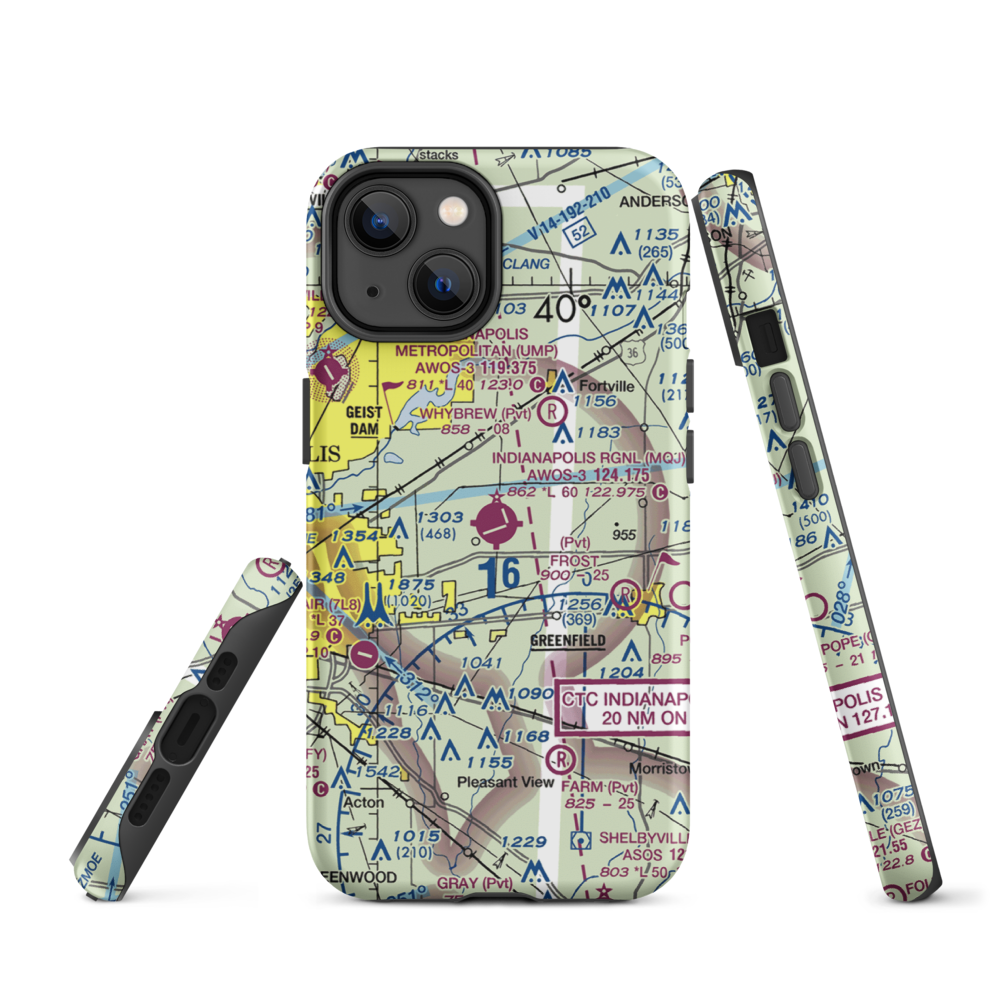 Indianapolis Regional Airport (MQJ) VFR Sectional  Tough iPhone Case iPhone 14 model shown