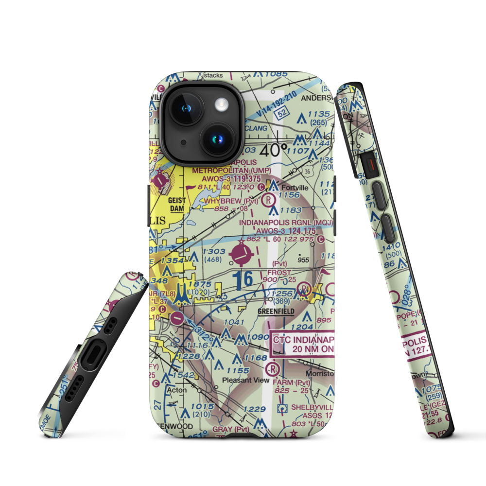 Indianapolis Regional Airport (MQJ) VFR Sectional  Tough iPhone Case iPhone 15 model shown