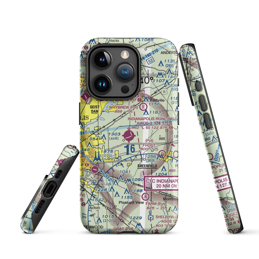 Indianapolis Regional Airport (MQJ) VFR Sectional  Tough iPhone Case iPhone 15 Pro model shown
