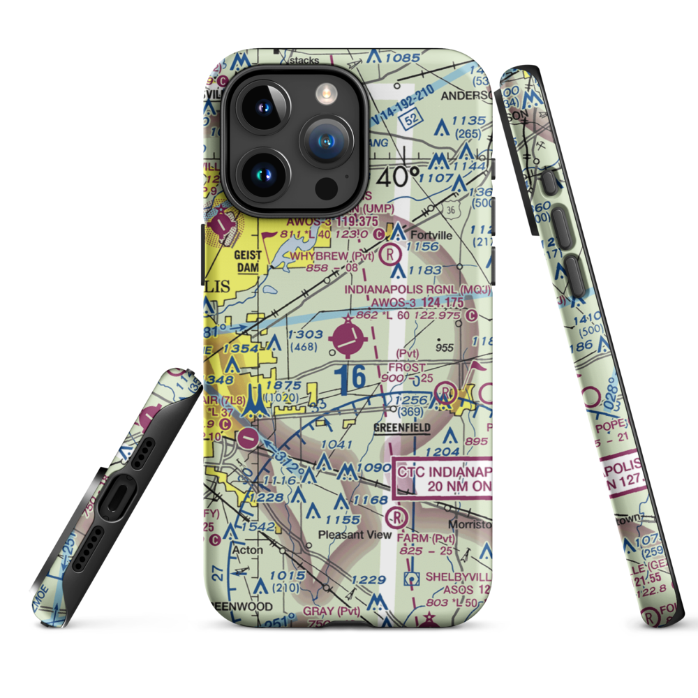 Indianapolis Regional Airport (MQJ) VFR Sectional  Tough iPhone Case iPhone 15 Pro Max model shown