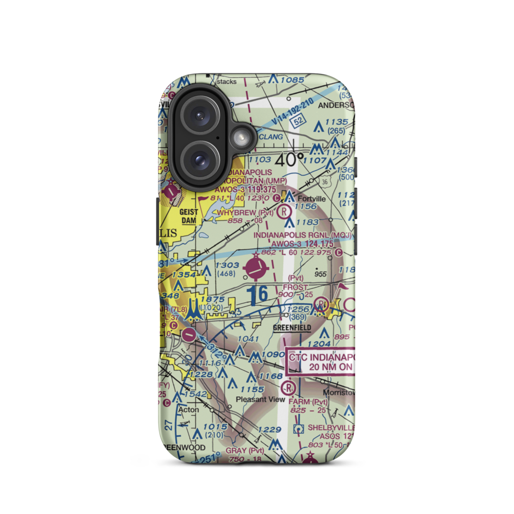 Indianapolis Regional Airport (MQJ) VFR Sectional  Tough iPhone Case iPhone 16 model shown
