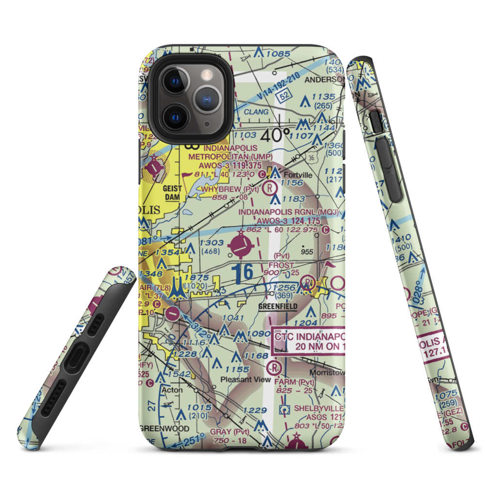 Indianapolis Regional Airport (MQJ) VFR Sectional  Tough iPhone Case iPhone 11 Pro Max model shown