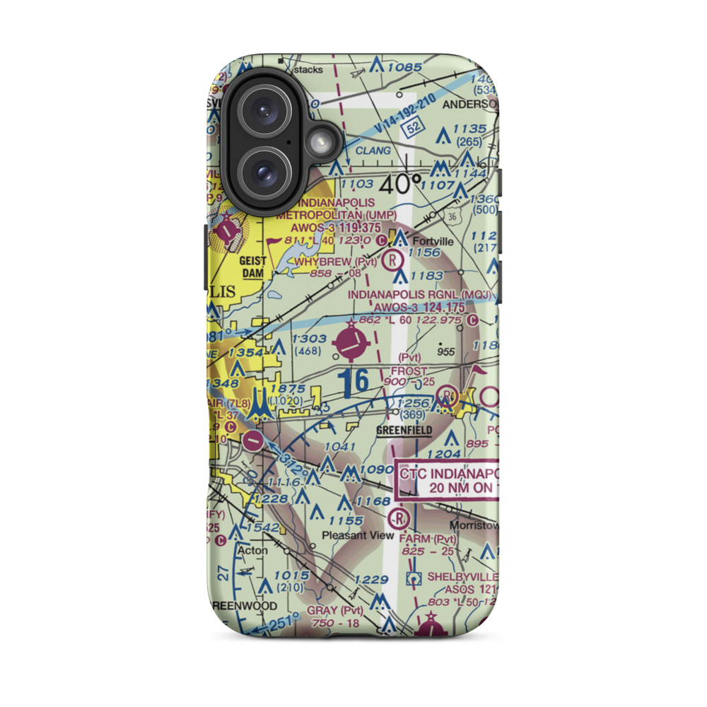 Indianapolis Regional Airport (MQJ) VFR Sectional  Tough iPhone Case iPhone 16 Plus model shown