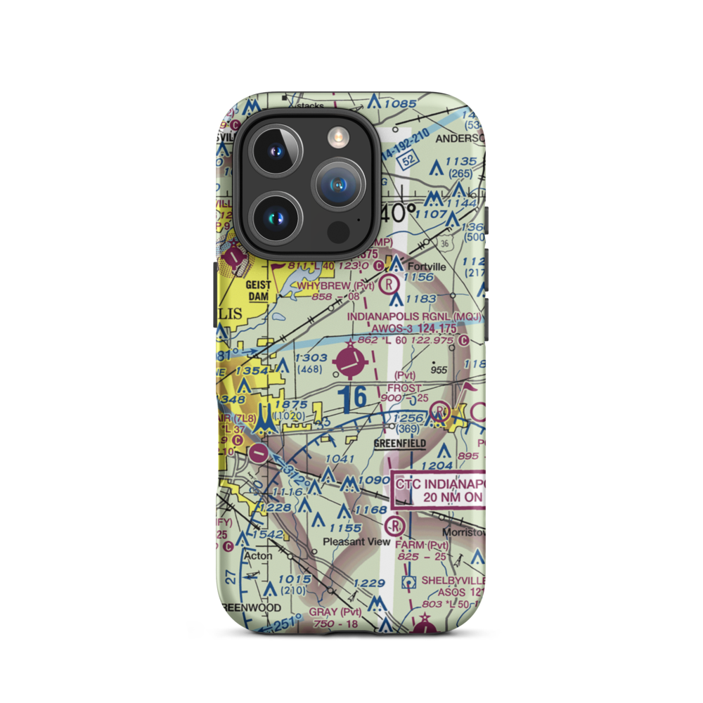 Indianapolis Regional Airport (MQJ) VFR Sectional  Tough iPhone Case iPhone 16 Pro model shown