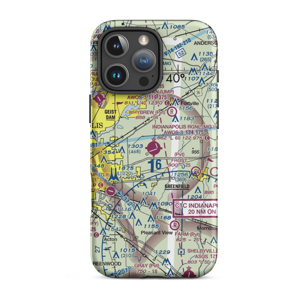 Indianapolis Regional Airport (MQJ) VFR Sectional  Tough iPhone Case iPhone 16 Pro Max model shown