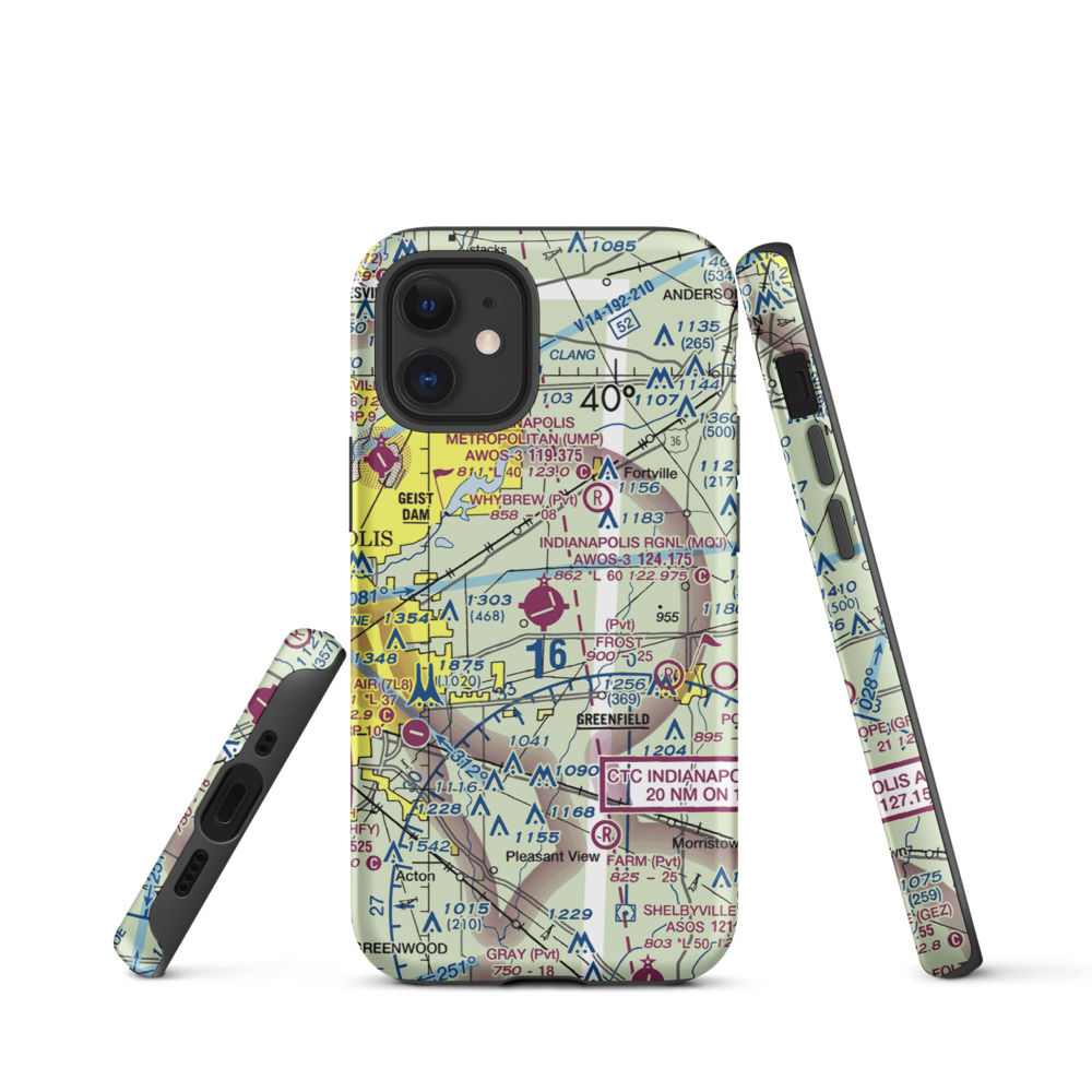 Indianapolis Regional Airport (MQJ) VFR Sectional  Tough iPhone Case iPhone 12 mini model shown
