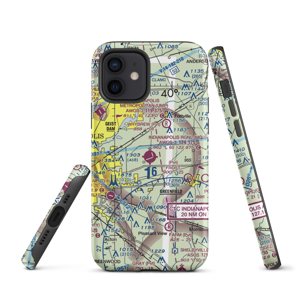 Indianapolis Regional Airport (MQJ) VFR Sectional  Tough iPhone Case iPhone 12 model shown