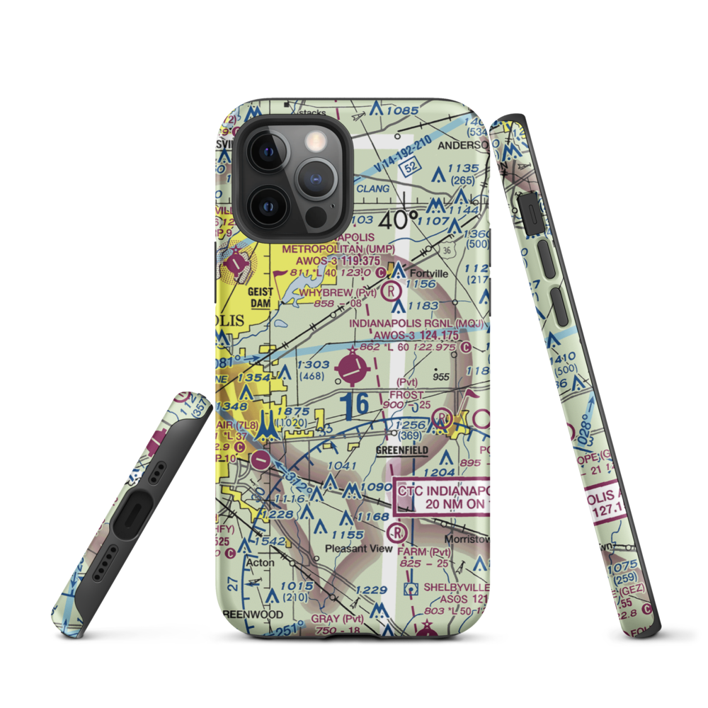 Indianapolis Regional Airport (MQJ) VFR Sectional  Tough iPhone Case iPhone 12 Pro model shown