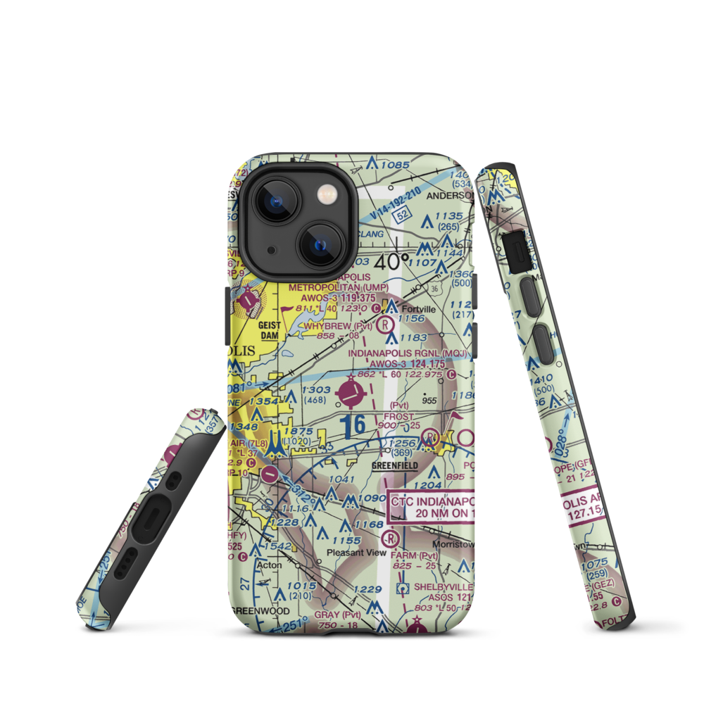 Indianapolis Regional Airport (MQJ) VFR Sectional  Tough iPhone Case iPhone 13 mini model shown
