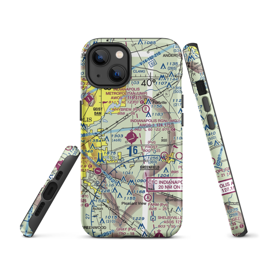 Indianapolis Regional Airport (MQJ) VFR Sectional  Tough iPhone Case iPhone 13 model shown