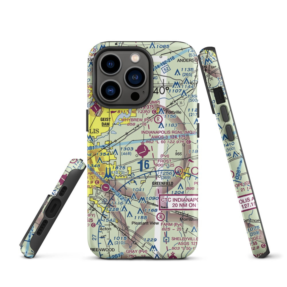Indianapolis Regional Airport (MQJ) VFR Sectional  Tough iPhone Case iPhone 13 Pro model shown