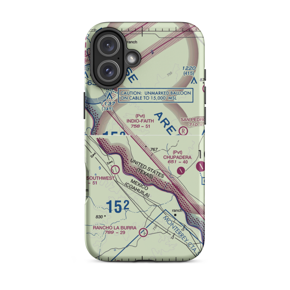 Indio-Faith Airport (2XS2) VFR Sectional  Tough iPhone Case iPhone 16 Plus model shown