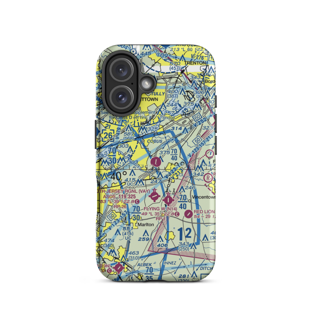 Inductotherm Airport (3NJ6) VFR Sectional  Tough iPhone Case iPhone 16 model shown