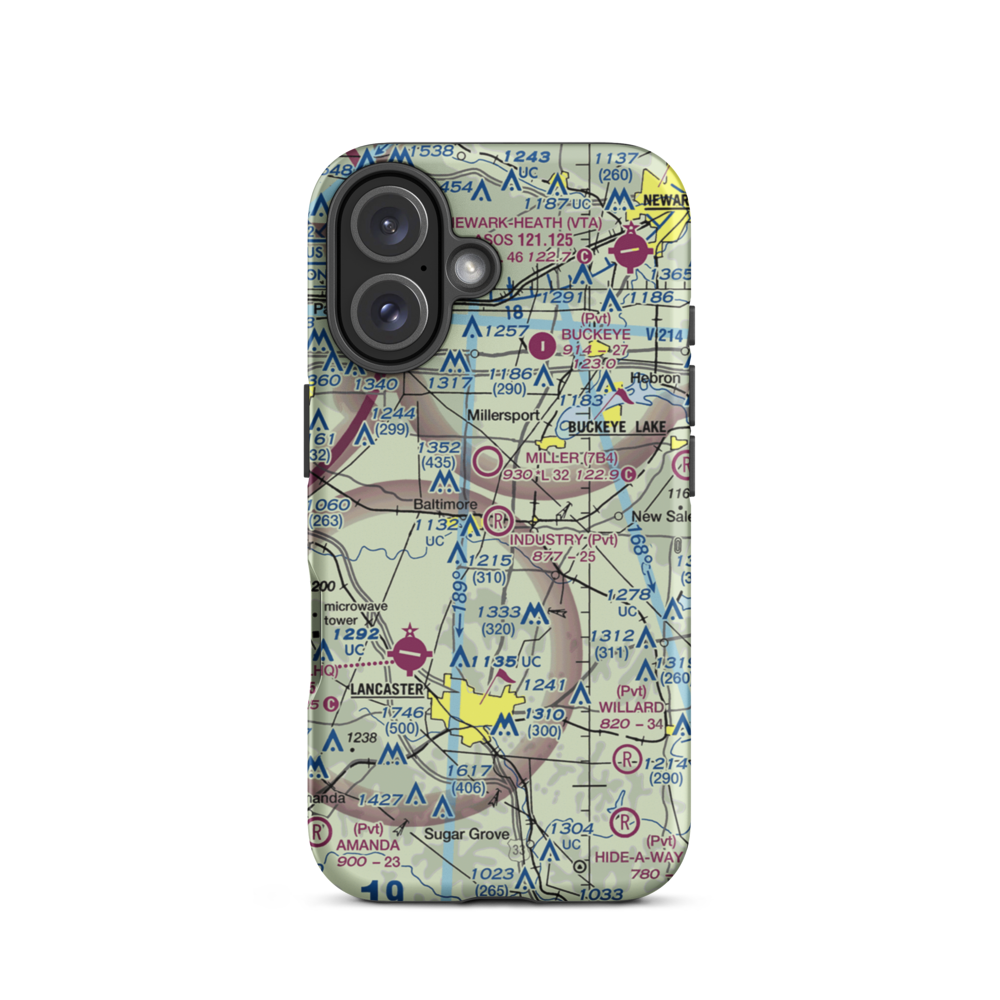 Industry Air Park (38OH) VFR Sectional  Tough iPhone Case iPhone 16 model shown