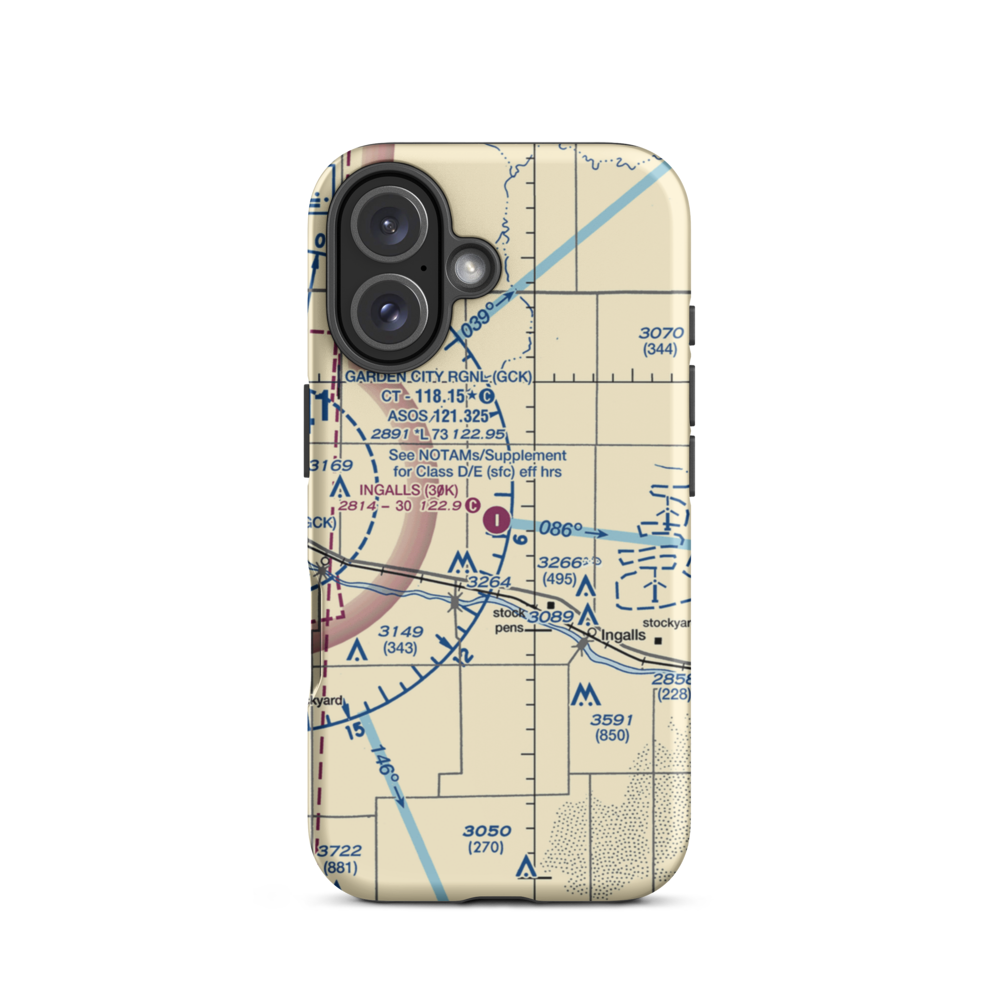 Ingalls Municipal Airport (30K) VFR Sectional  Tough iPhone Case iPhone 16 model shown