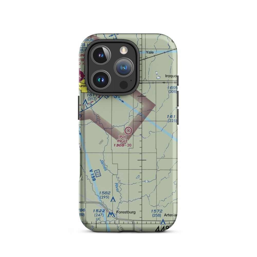 Ingle Airport (SD43) VFR Sectional  Tough iPhone Case iPhone 16 Pro model shown