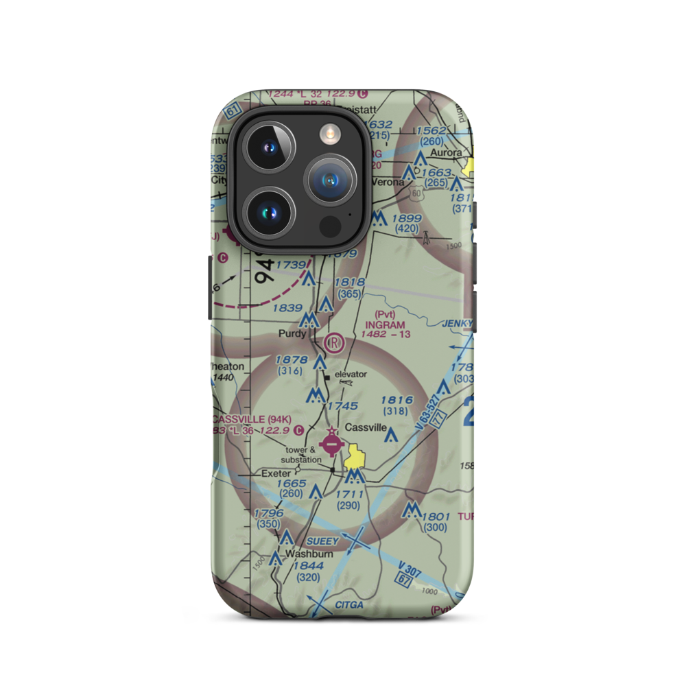 Ingram Private Airport (MU41) VFR Sectional  Tough iPhone Case iPhone 16 Pro model shown