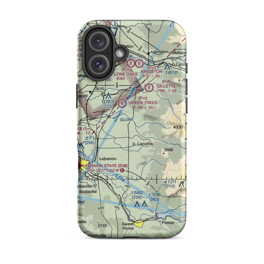 Inspiration Airport (43OR) VFR Sectional  Tough iPhone Case iPhone 16 Plus model shown